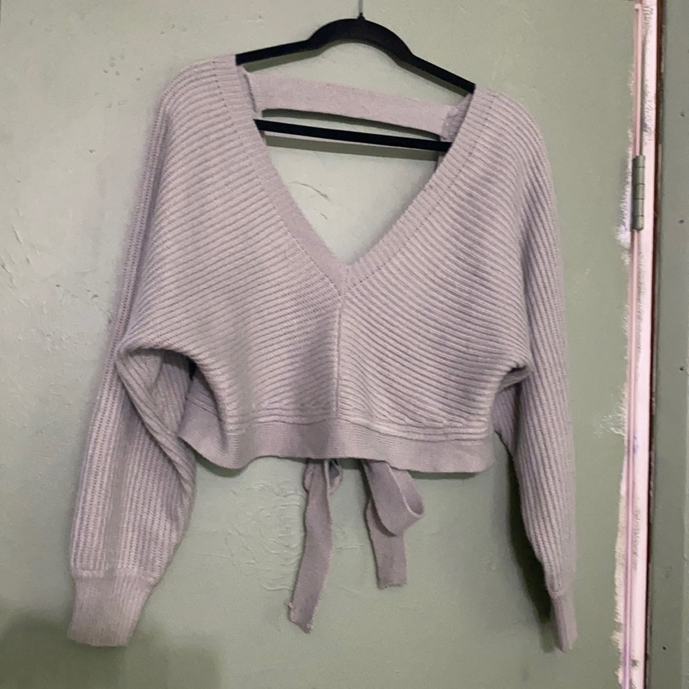 Open back knit sweater